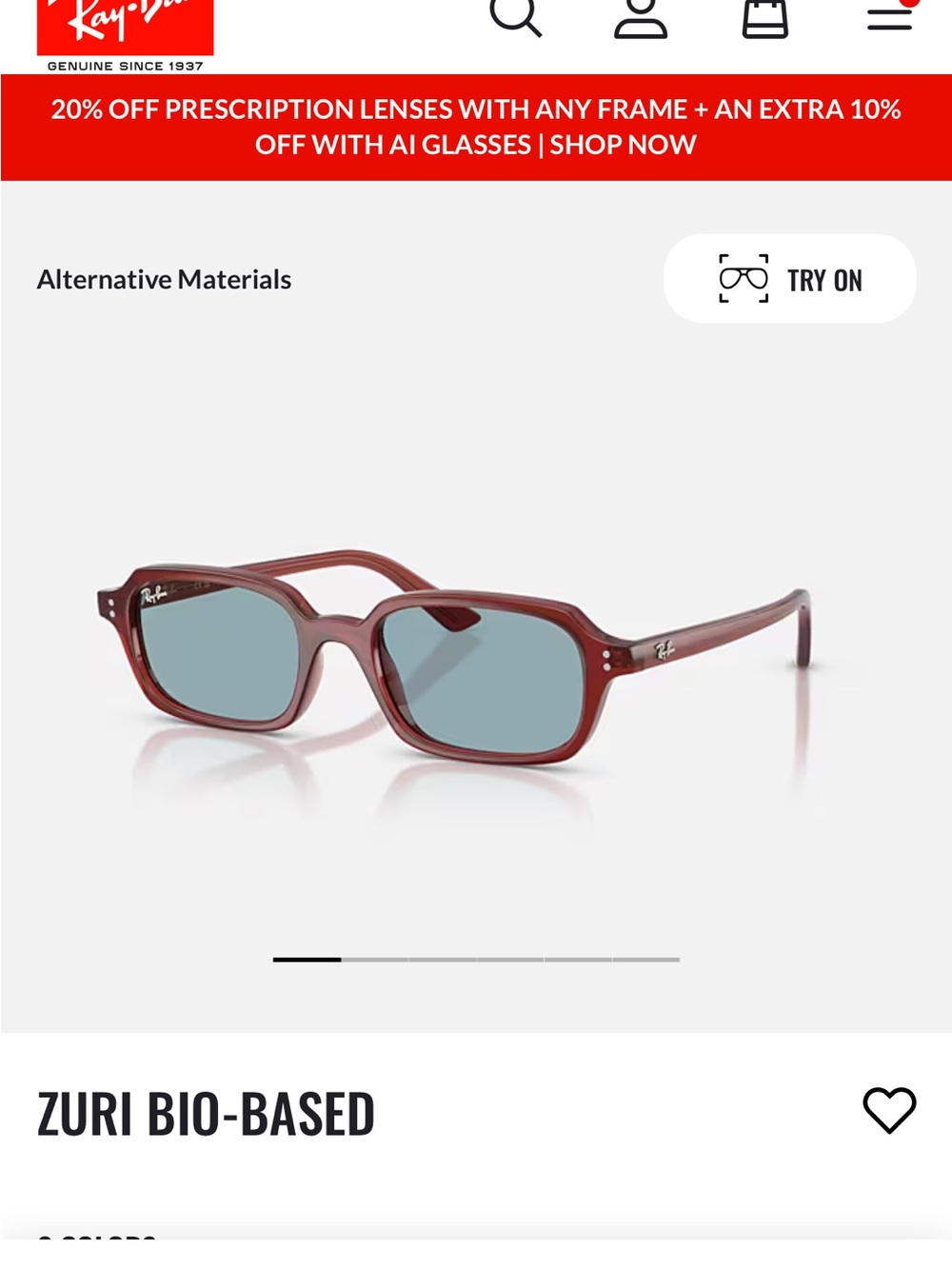 Ray-Ban Zuri Bio-Based Translucent Burgundy Frame Sunglasses with Blue Lenses
